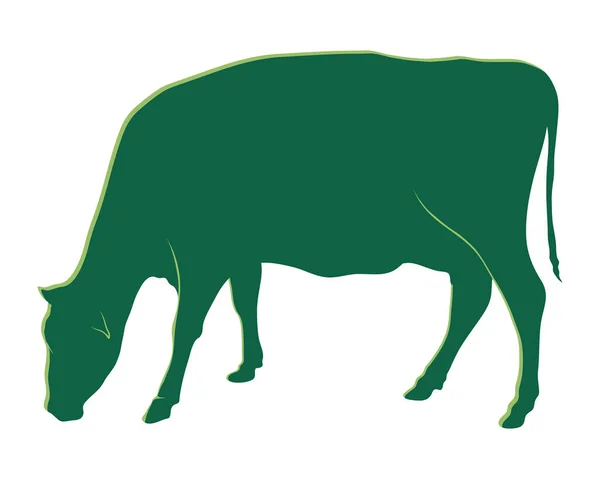 Cow Eating Green Silhouette Icon — ストックベクタ