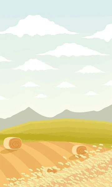 Rural Landscape Wheat Harvest Scene — Image vectorielle