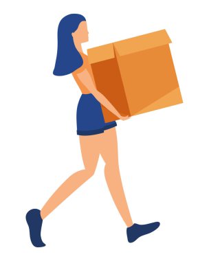 woman walking with box character