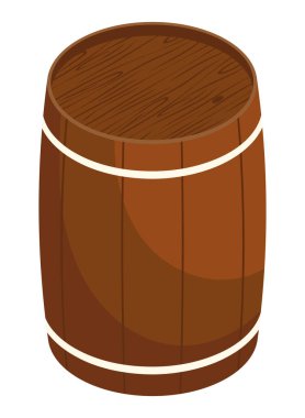 isometric wooden barrel container icon