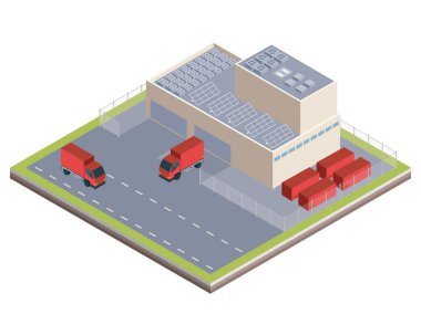 isometric industrial logistic plant scene