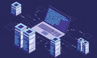 laptop and servers tech isometric