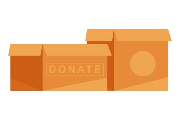 Pair Carton Boxes Donate Isolated Icon —  Vetores de Stock