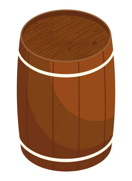 Isometric Wooden Barrel Container Icon — Vetor de Stock