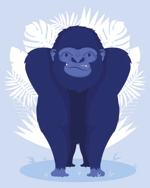 Gorilla Monkey Leafs Character — Wektor stockowy