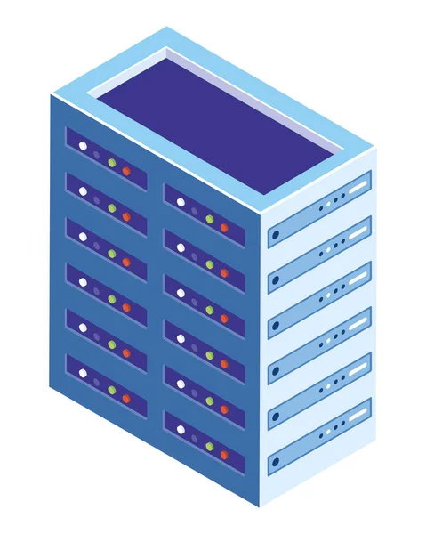 Isometric Server Tower Tech Icon — Stok Vektör