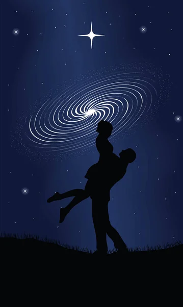 Couple Milky Way Scene — 图库矢量图片