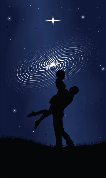 Couple Milky Way Scene — Vector de stock