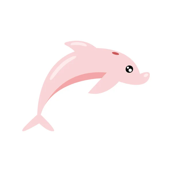 Pink Dolphin Sealife Animal Icon — Stockový vektor