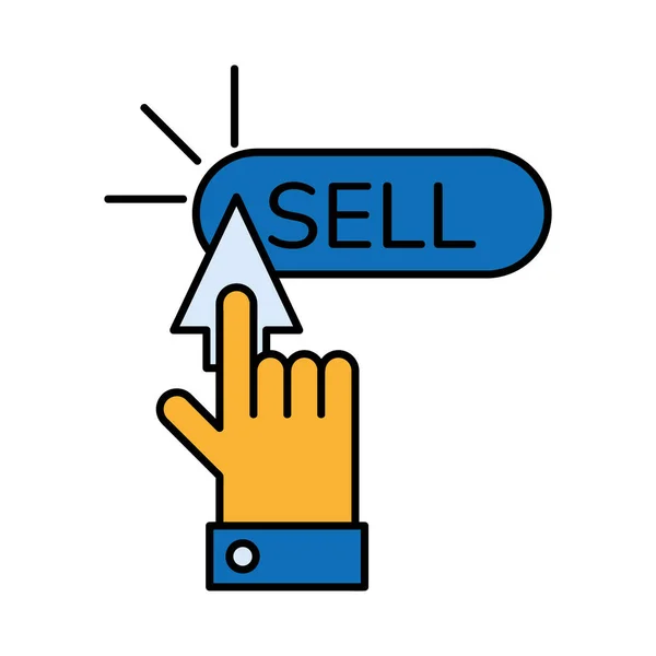 Hand Pushing Sell Button Icon —  Vetores de Stock