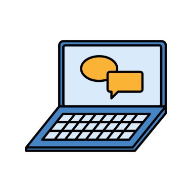 laptop with speech bubbles icon