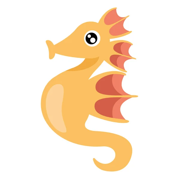 Yellow Seahorse Sealife Animal Icon — Image vectorielle