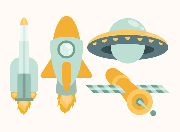 Cuatro Iconos Del Conjunto Exterior Del Espacio — Vector de stock