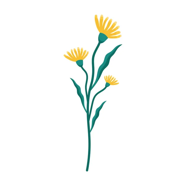 Yellow Flowers Branch Icon — Archivo Imágenes Vectoriales