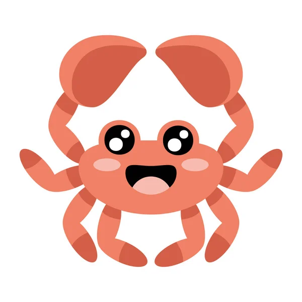 Red Crab Sealife Animal Icon — Stock Vector