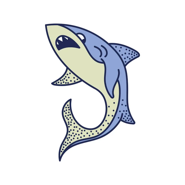 Shark Sealife Retro Style Icon — Vetor de Stock
