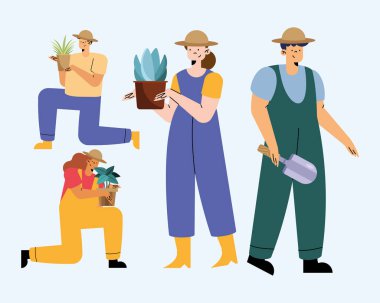 gardeners workers characters group