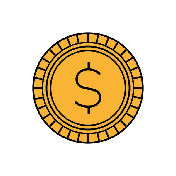 Münzgeld Dollar Goldenes Symbol — Stockvektor