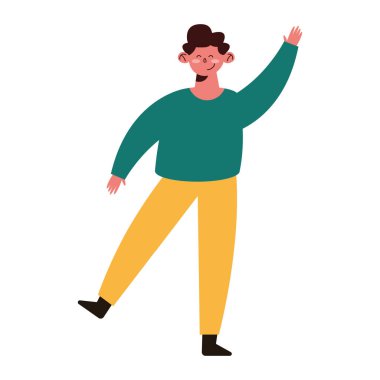 young man saludating avatar character