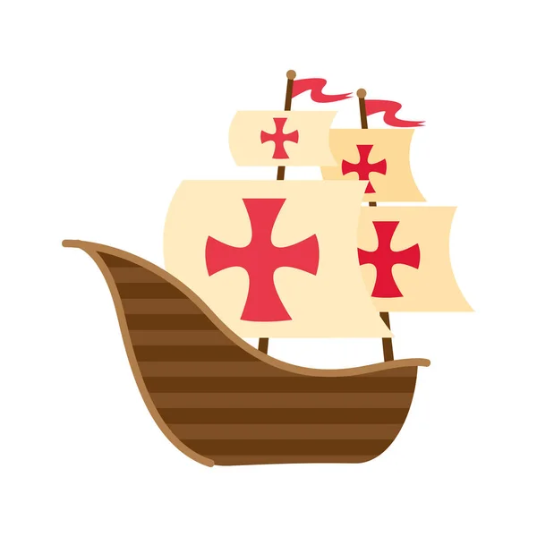 Columbus Caravel Ship Nautical Icon — Stock Vector