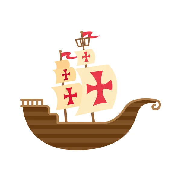 Antique Columbus Caravel Ship Icon — Stok Vektör