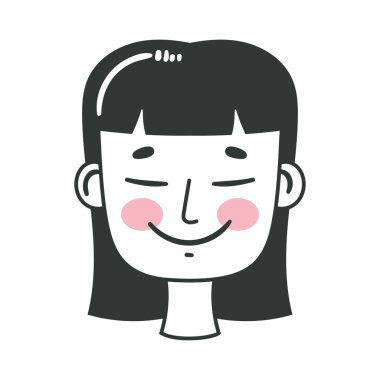 asian woman head character icon