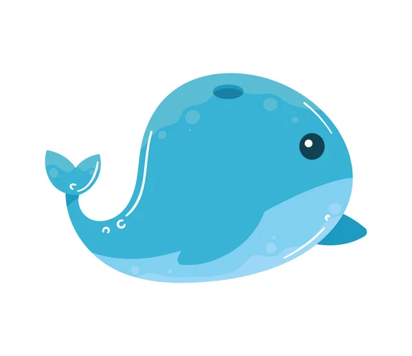 Whale Blue Sealife Animal Icon — Vector de stock