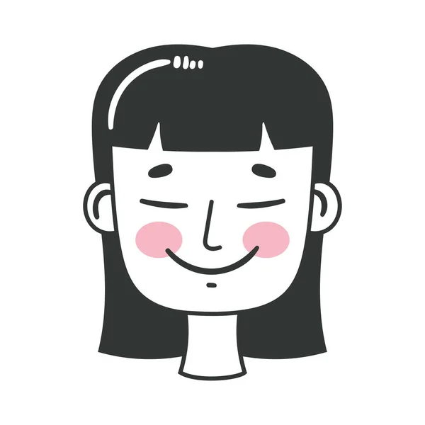 Asian Woman Head Character Icon — 스톡 벡터