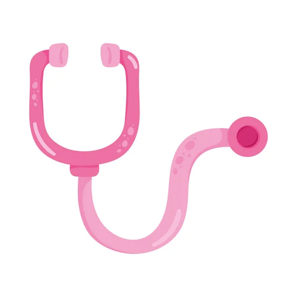 Рожевий Стетоскоп Значок Раку Молочної Залози — стоковий вектор