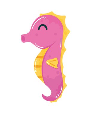 seahorse pink sealife animal icon