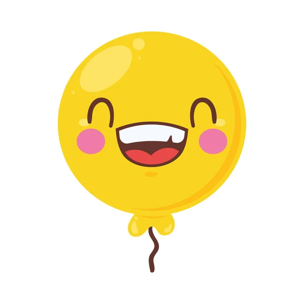 Yellow Balloon Helium Emoticon Character — Stock Vector