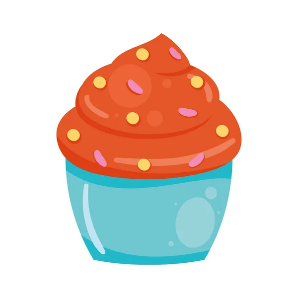 Red Sweet Cupcake Pastry Icon — 스톡 벡터
