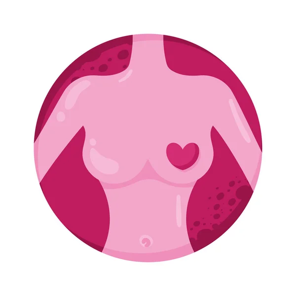 Body Woman Heart Breast Cancer — ストックベクタ