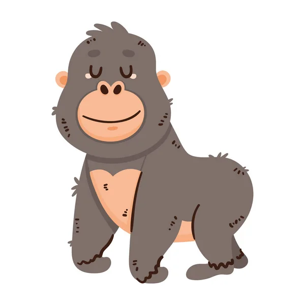 Gorilla Monkey Animal Wild Character — Vetor de Stock