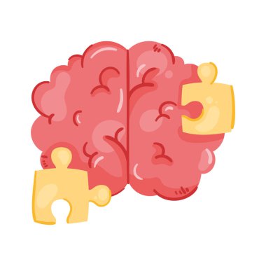 brain human with puzzle icon