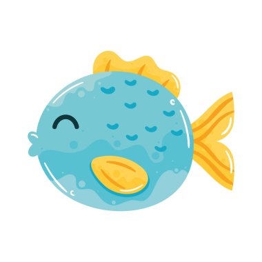 blue fish sealife animal icon