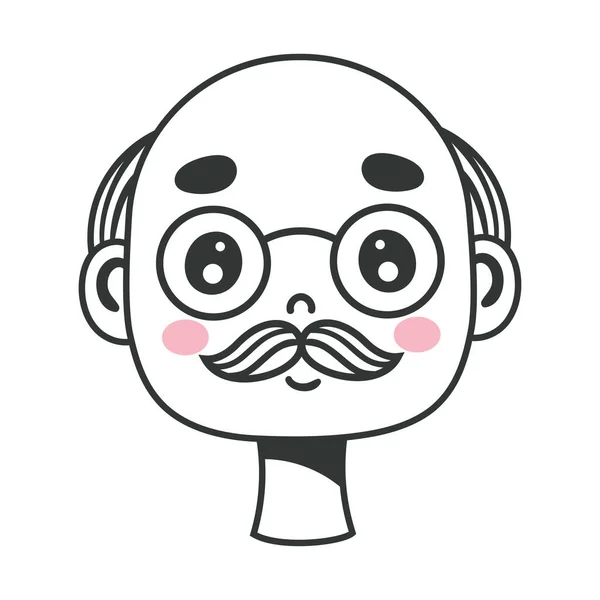Old Man Head Character Icon — ストックベクタ