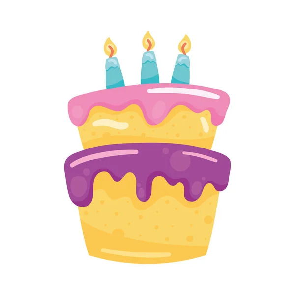 Dulce Pastel Cumpleaños Con Velas — Vector de stock