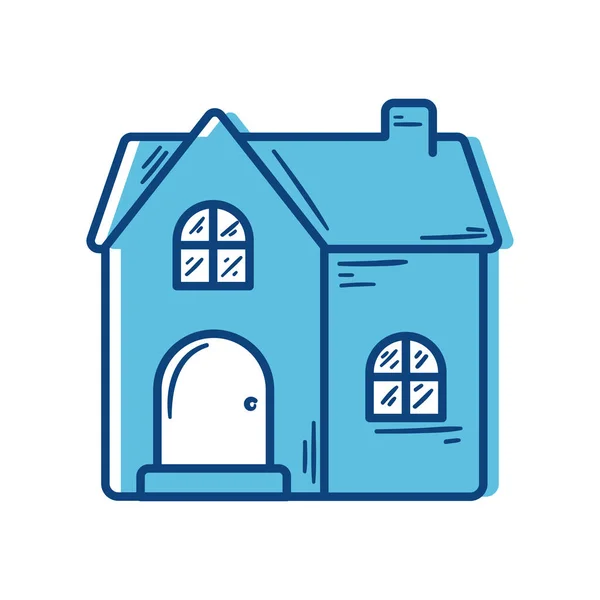 Blue House Front Facade Icon — Archivo Imágenes Vectoriales