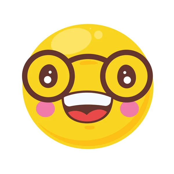 Happy Emoticon Eyeglasses Character — Vetor de Stock