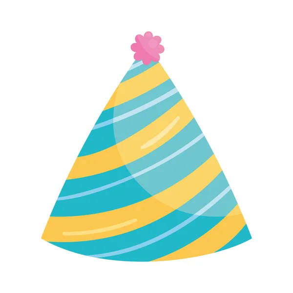 Blue Party Hat Decorative Icon — Archivo Imágenes Vectoriales