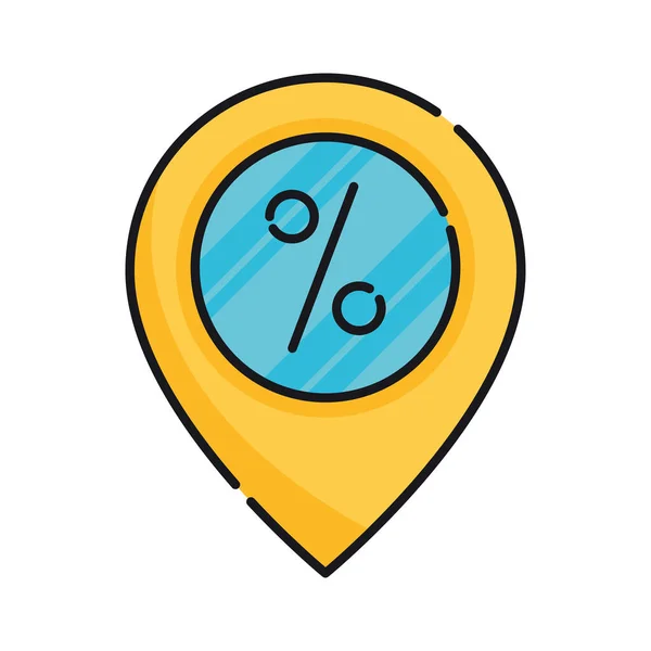 Pin Location Percent Icon — Stock Vector