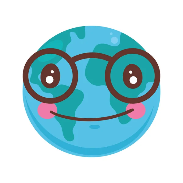 Earth Emoticon Eyeglasses Character — ストックベクタ