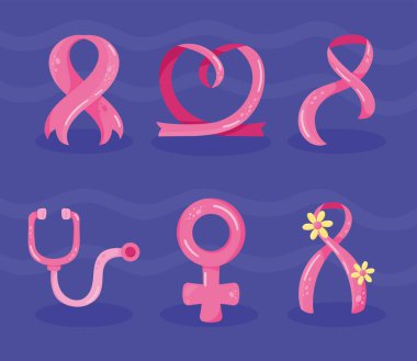 Altı göğüs kanseri farkındalığı simgesi