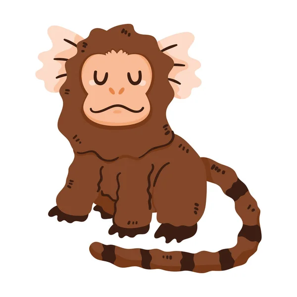 Cotton Eared Tamarin Monkey Animal — Vetor de Stock