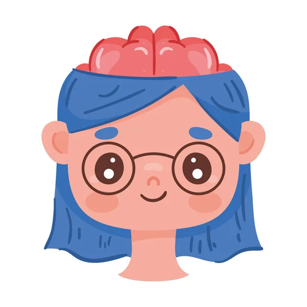 Woman Brain Organ Character — Stok Vektör