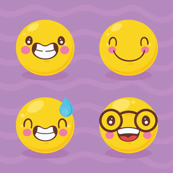 Four Classic Emoticons Set Icons — Archivo Imágenes Vectoriales