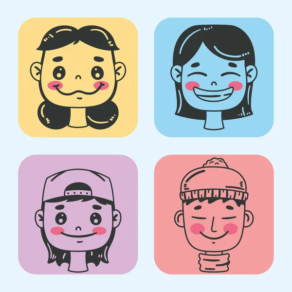Group Persons Heads Set Characters — 图库矢量图片