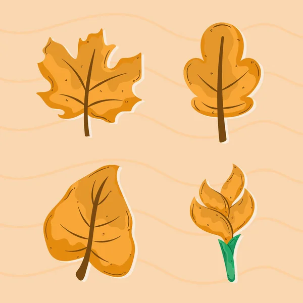 Four Nature Botanical Set Icons — Stok Vektör