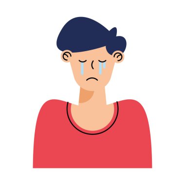 young man crying avatar character